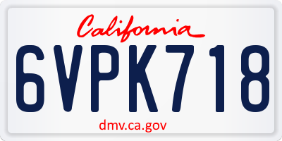 CA license plate 6VPK718