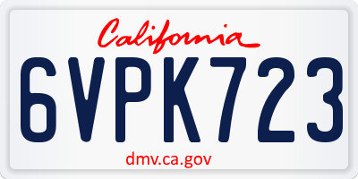 CA license plate 6VPK723