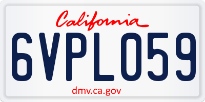 CA license plate 6VPL059