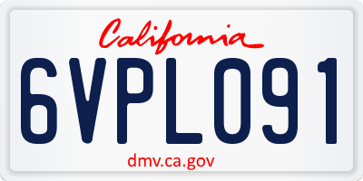 CA license plate 6VPL091