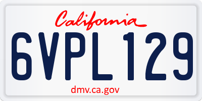 CA license plate 6VPL129