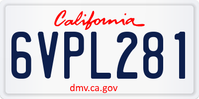 CA license plate 6VPL281