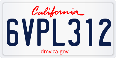CA license plate 6VPL312