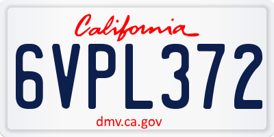 CA license plate 6VPL372