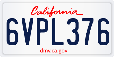 CA license plate 6VPL376