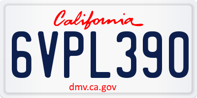 CA license plate 6VPL390