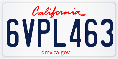 CA license plate 6VPL463