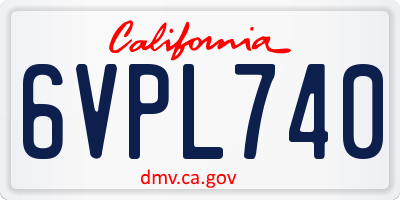 CA license plate 6VPL740