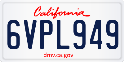 CA license plate 6VPL949