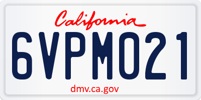 CA license plate 6VPM021