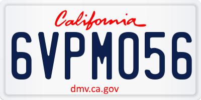 CA license plate 6VPM056