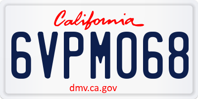 CA license plate 6VPM068