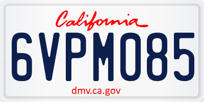 CA license plate 6VPM085