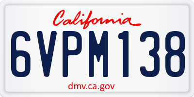 CA license plate 6VPM138