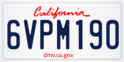 CA license plate 6VPM190