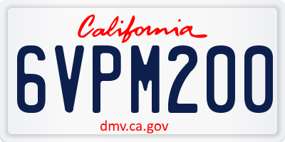 CA license plate 6VPM200