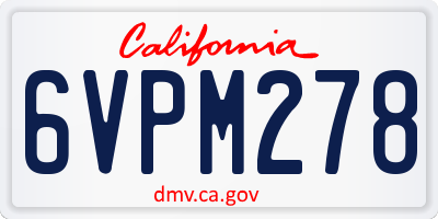 CA license plate 6VPM278