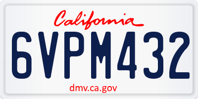 CA license plate 6VPM432