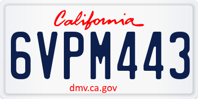 CA license plate 6VPM443