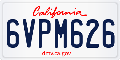 CA license plate 6VPM626
