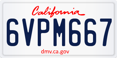 CA license plate 6VPM667