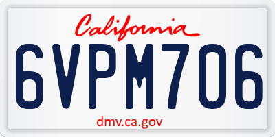 CA license plate 6VPM706