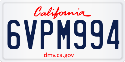 CA license plate 6VPM994