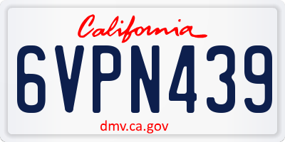 CA license plate 6VPN439