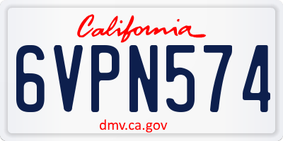 CA license plate 6VPN574
