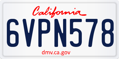 CA license plate 6VPN578