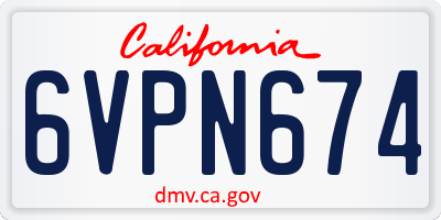 CA license plate 6VPN674