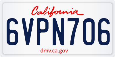 CA license plate 6VPN706