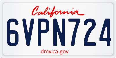 CA license plate 6VPN724