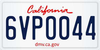 CA license plate 6VPO044