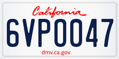 CA license plate 6VPO047