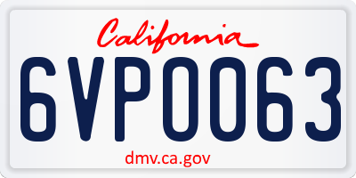 CA license plate 6VPO063