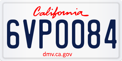 CA license plate 6VPO084