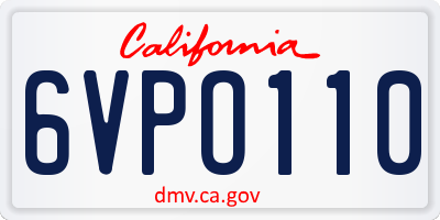 CA license plate 6VPO110