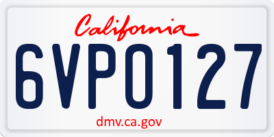 CA license plate 6VPO127