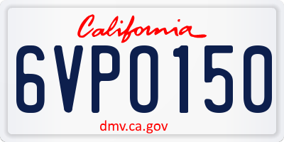 CA license plate 6VPO150
