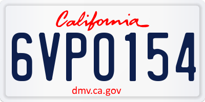 CA license plate 6VPO154
