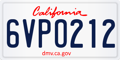 CA license plate 6VPO212