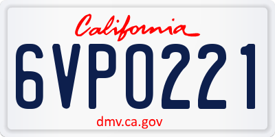 CA license plate 6VPO221