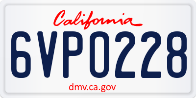 CA license plate 6VPO228