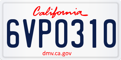 CA license plate 6VPO310