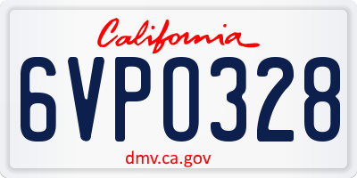 CA license plate 6VPO328