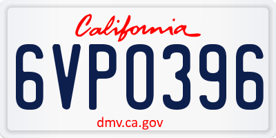 CA license plate 6VPO396