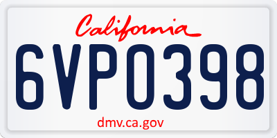 CA license plate 6VPO398