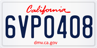 CA license plate 6VPO408