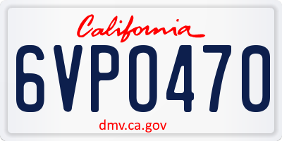 CA license plate 6VPO470